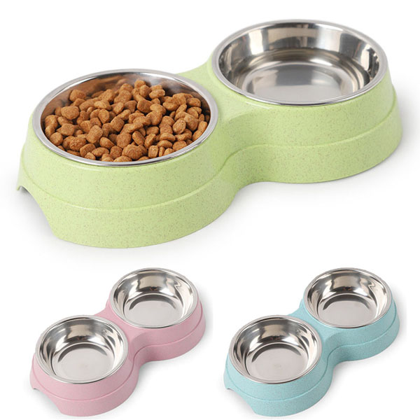 Double-layer pet dog food cat food water feeder