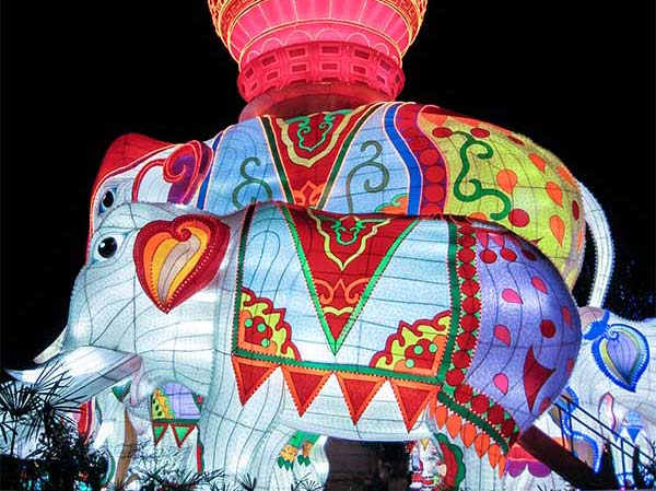 Large Scale Colorful Elephant Chinese New Year Lanterns