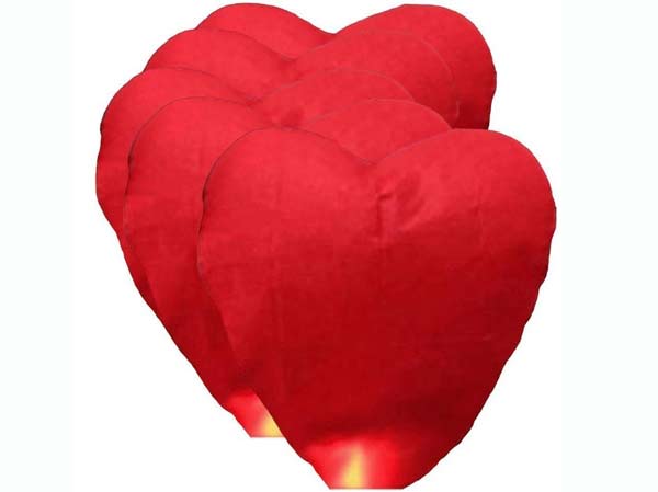 Wire Free Fully Biodegradable Chinese Heart Shape Kongming Sky Lanterns